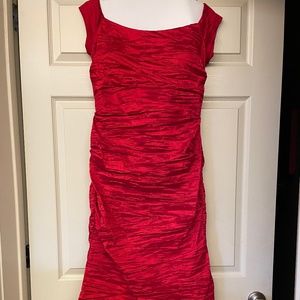 Red Crinkle Satin-like Formal Gown